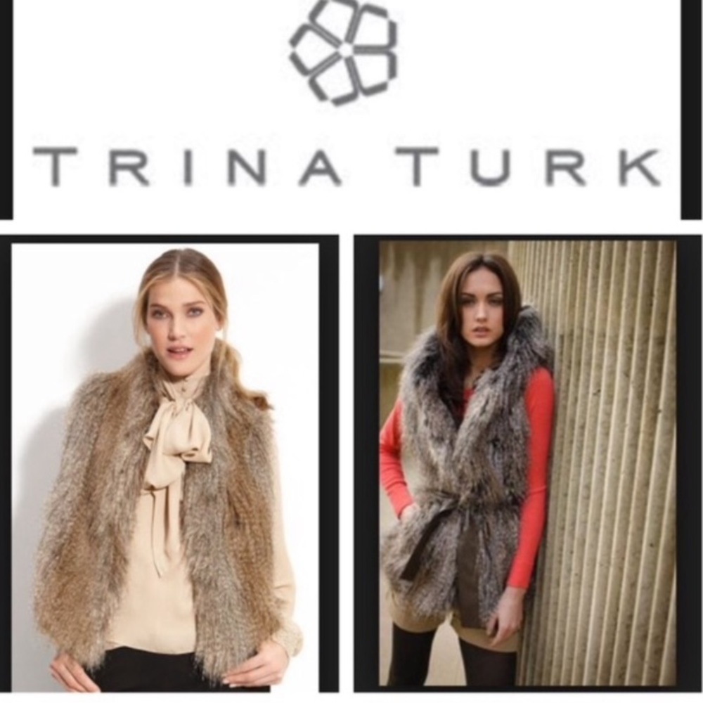 Stunning like new Trina Turk faux fur vest